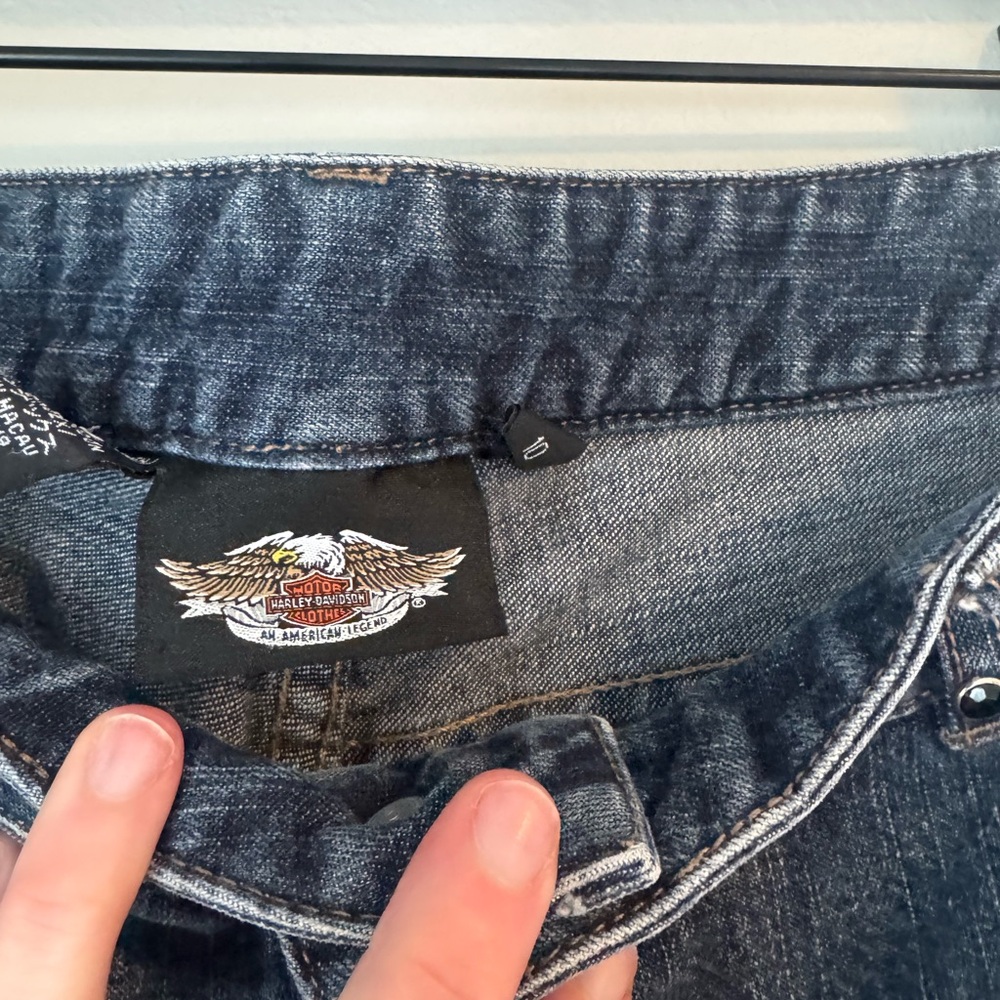 Harley-Davidson Bootcut Flare Jeans Studded Back Pocket Biker - Picture 4 of 6